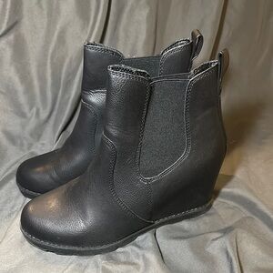 Black Wedge Ankle Boots